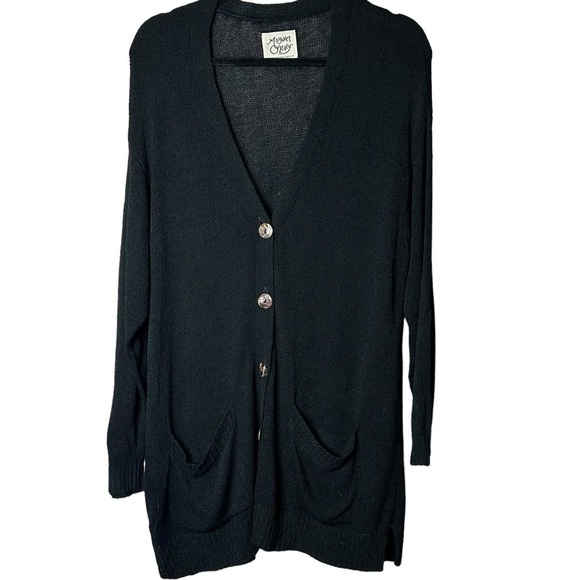 Margaret O’Leary Black Viscose Blend Cardigan Sweater Button Up USA Dry Clean - Picture 1 of 11